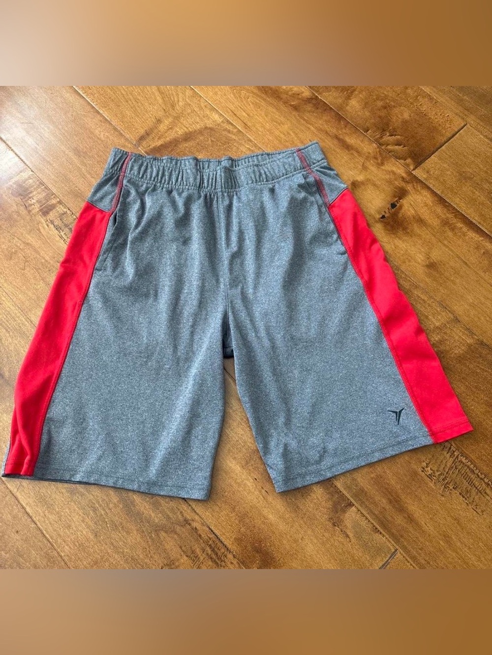 Jordan Men's Gray Athletic Shorts with Red Side Panels